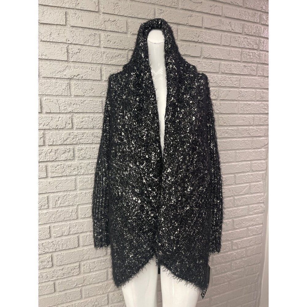 Xoxo Black & White Women Cocoon Open Front Cardigan Size M NWT